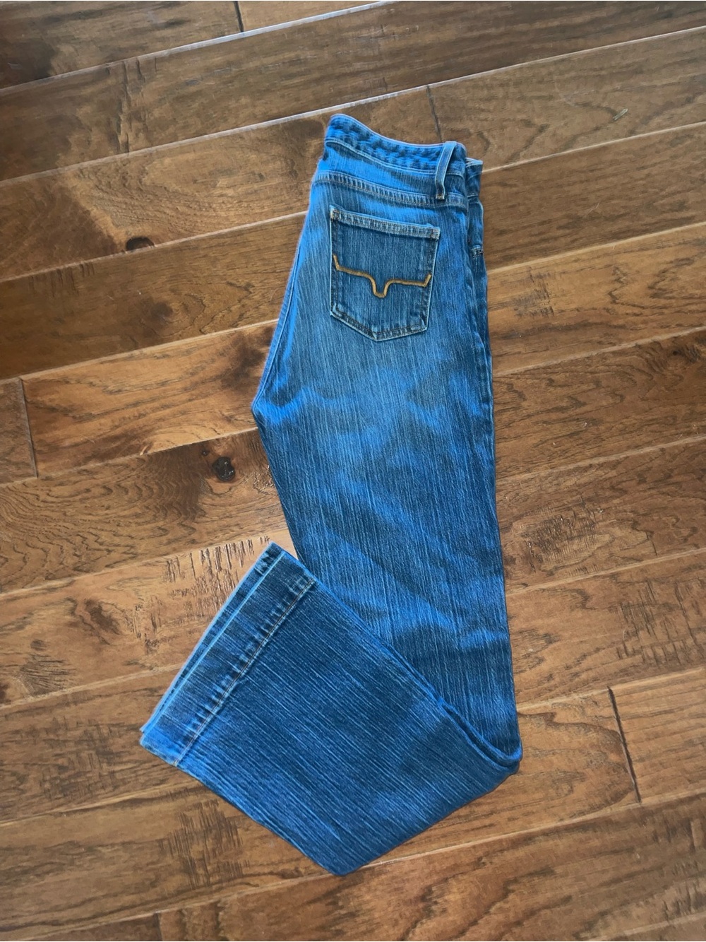 Kimes Ranch Dark Blue Denim Jeans with Tan Stitching